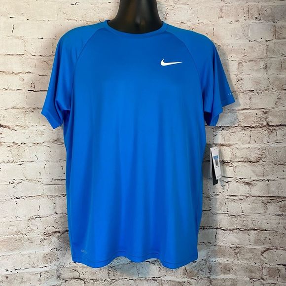 Nike Shirts Nike Mens Sun Protection Swim Drifit Short Sleeve Tshirt Blue Nwt Upf 4 Med